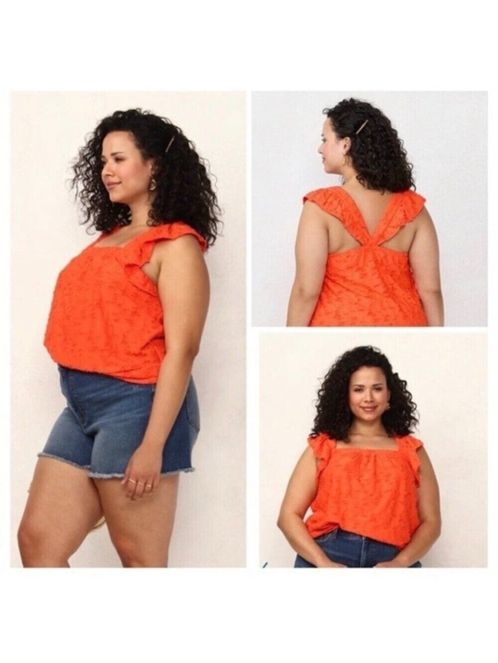 NEW Lauren Conrad Orange Textured Top 1X